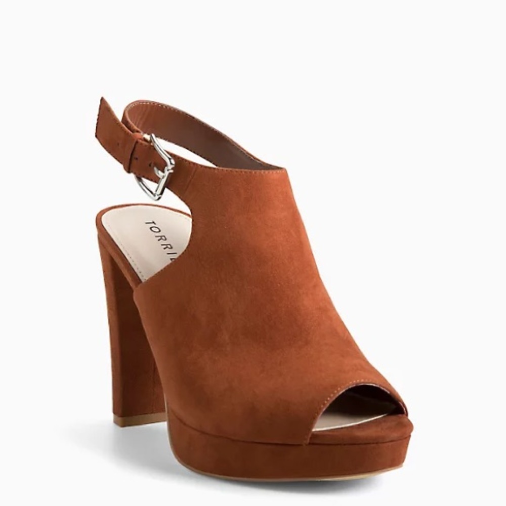 Suede peep toe heels